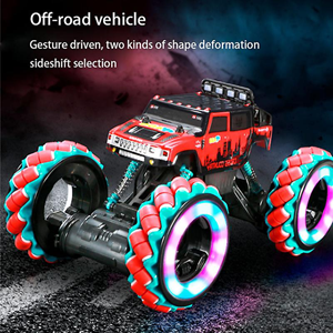 ماشین کنترلی شارژی آفرود جیپ قرمز با دو کنترل دستی و دستبندی Off-Road RC Car Drift Wheels 1:10 -اسباب بازی